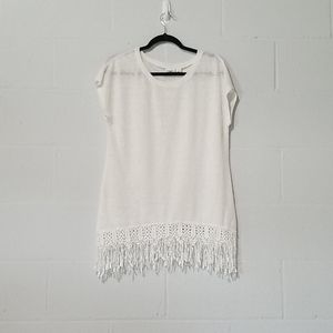 Cato Knit white blouse with lace detail